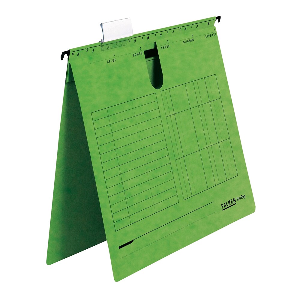 Dosar suspendabil cu sina FALKEN, A4, carton, 25 bucati, verde
