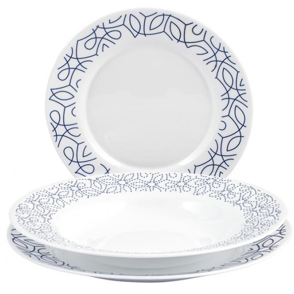 Set de masa BORMIOLI Ricamo Blue, 18 piese, opal