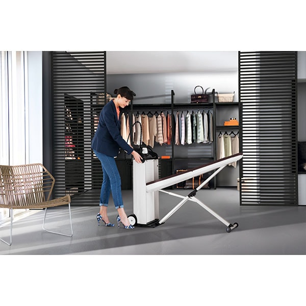 Statie de calcat MIELE Fashion Master B4847, 2200W, 100g/min, 1.25l, talpa inox, alb-gri inchis
