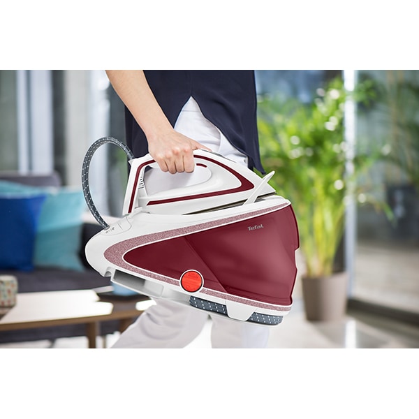 Statie de calcat TEFAL Pro Express Ultimate Care GV9571E0, 2600W, 550g/min, 1.9l, talpa Durilium AirGlide Autoclean, alb-visiniu