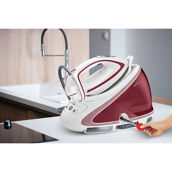 Statie de calcat TEFAL Pro Express Ultimate Care GV9571E0, 2600W, 550g/min, 1.9l, talpa Durilium AirGlide Autoclean, alb-visiniu