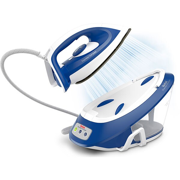 Statie de calcat TEFAL Express Compact SV7112E0, 2600W, 360g/min, 1.7l, talpa Xpress Glide, alb-albastru