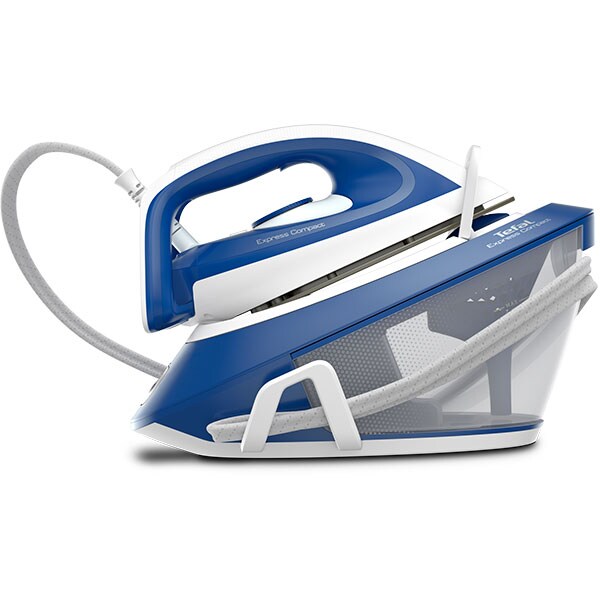 Statie de calcat TEFAL Express Compact SV7112E0, 2600W, 360g/min, 1.7l, talpa Xpress Glide, alb-albastru