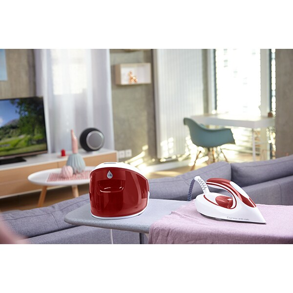 Statie de calcat TEFAL Express Anti-Calc SV8030E0, 2800W, 410g/min, 1.8l, talpa Durilium Airglide, alb-rosu