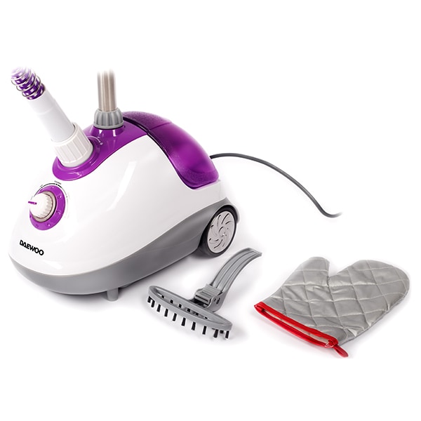 Aparat de calcat vertical DAEWOO DGS1600DP, 1600W, 40g/min, 1.5l, talpa otel, alb-violet