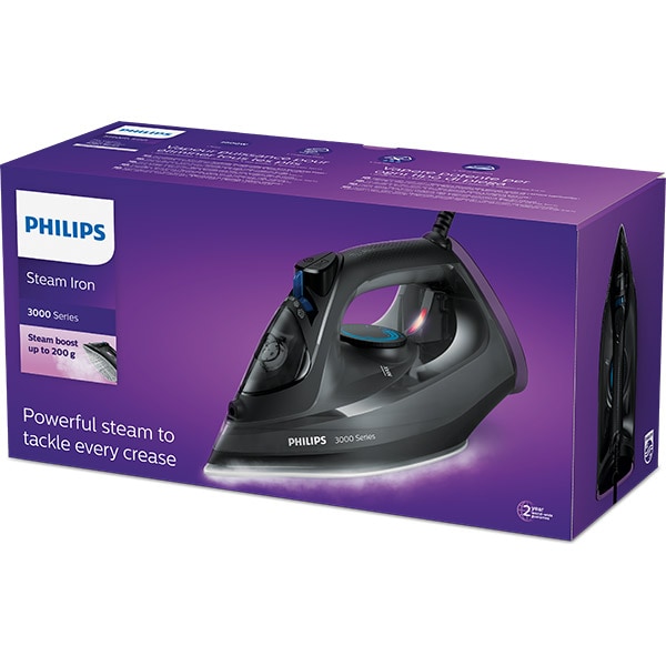 Fier de calcat PHILIPS Seria 3000 DST3041/80, 2600W, 200g/min, 300ml, talpa ceramica, negru