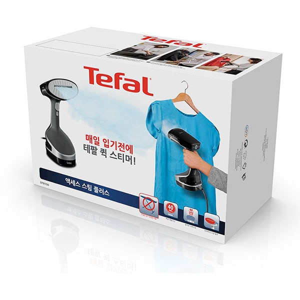 Aparat de calcat cu aburi TEFAL Access Steam+ DT8150E0, 1600W, 26g/min, 190ml, talpa ceramica, negru-gri