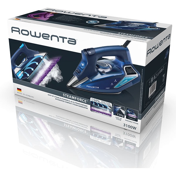Fier de calcat ROWENTA Steamforce DW9240F1, 3100W, 230g/min, 350ml, talpa Microsteam 400 Profile Laser, albastru inchis