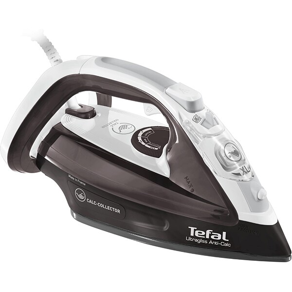 Fier de calcat TEFAL Ultragliss FV4963E0, 2500W, 170g/min, 270ml, talpa Durilium, gri inchis-alb
