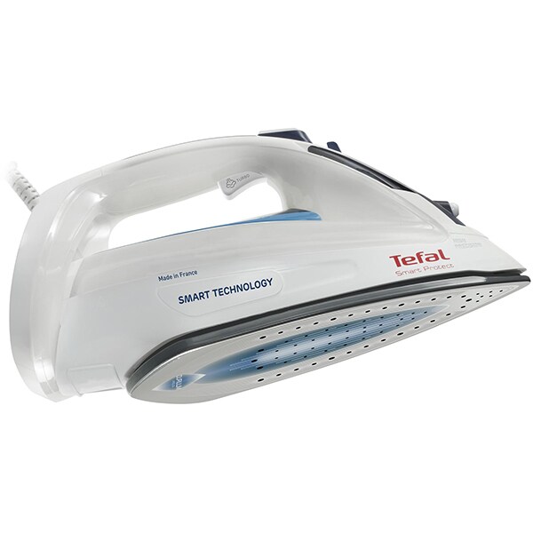 Fier de calcat TEFAL Ultragliss Smart Protect FV4980E0, 2600W, 180g/min, 270ml, talpa Durilium, alb-albastru