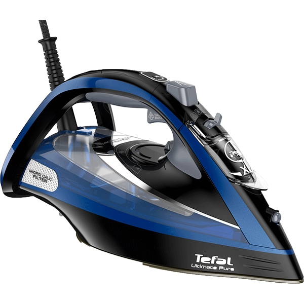 Fier de calcat TEFAL Ultimate Pure FV9848E0, 3200W, 260g/min, 350ml, talpa Durilium, negru-albastru