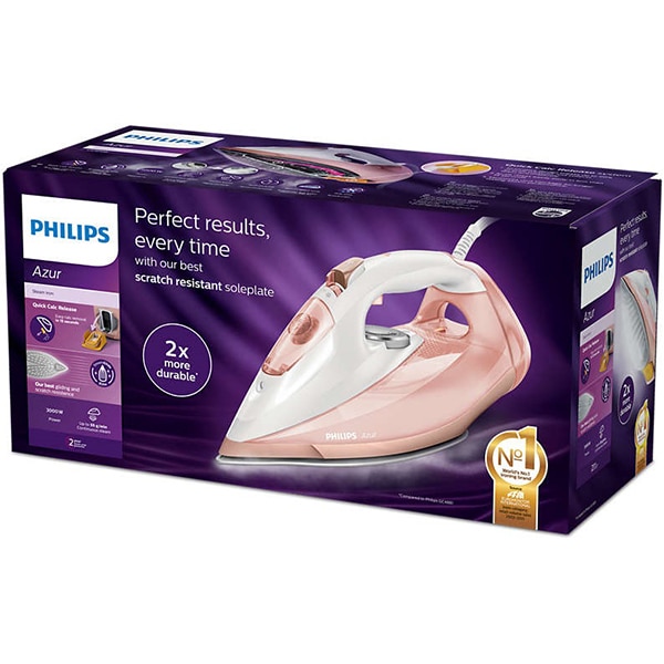 Fier de calcat PHILIPS Azur GC4905/40, 3000W, 250g/min, 240ml, talpa SteamGlide Elite, alb-roz