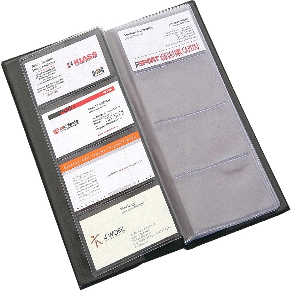 Clasor carti de vizita FLARO, 80 carti de vizita, PVC, negru