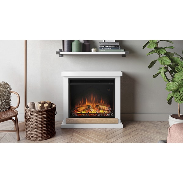 Semineu electric TAGU Hagen Pure White, 1500W, Focar 3D, Telecomanda, Alb Pur