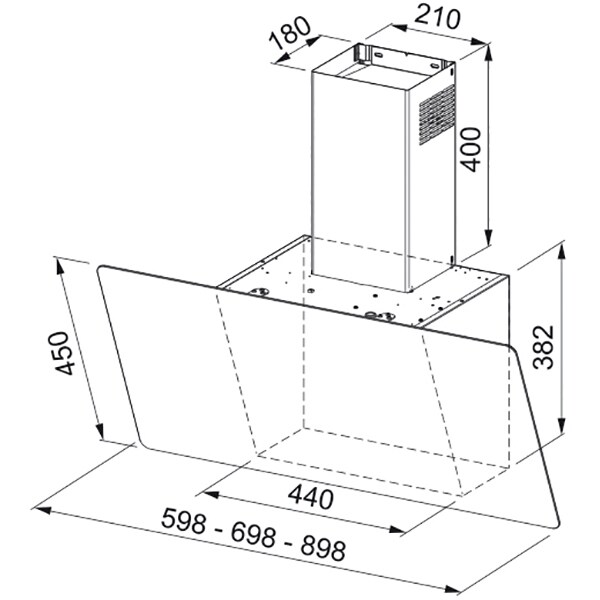 Hota decorativa FRANKE FPJ 615 V BK/SS, 1 motor, 730 m3/h, L 60 cm, negru