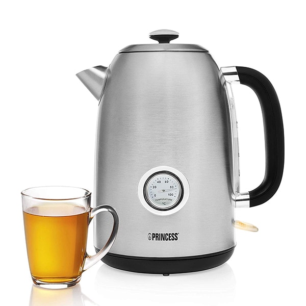 Fierbator apa PRINCESS Retro 123602801001, 1.7l, 3000W, argintiu-negru