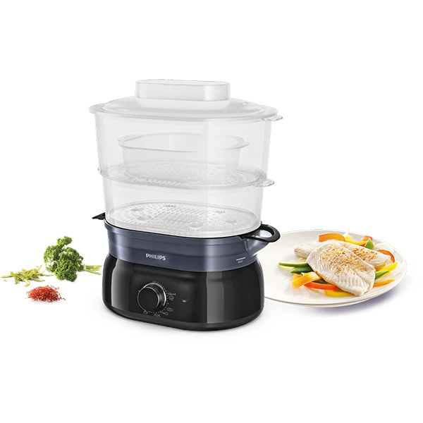 Aparat de gatit la aburi PHILIPS HD9116/90, 2 cosuri, 5l, 900W, negru