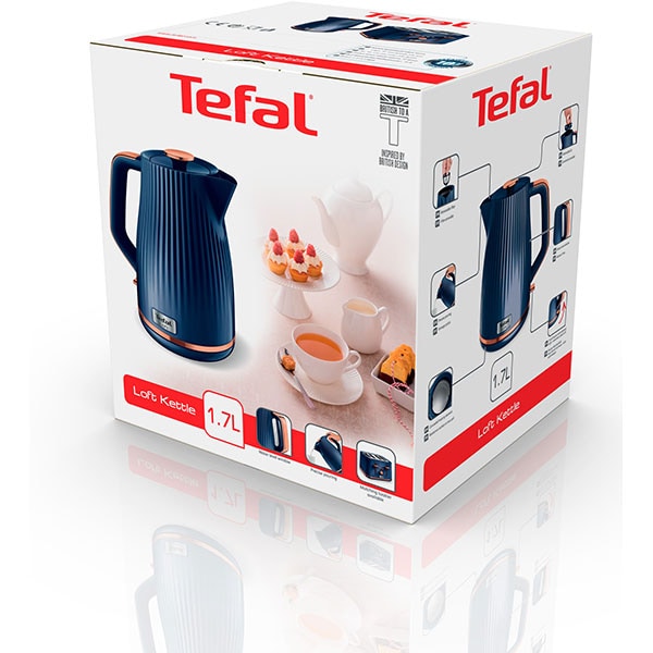 Fierbator apa TEFAL Loft KO251430, 1.7l, 2400W, albastru-auriu