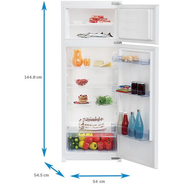 Frigider cu doua usi incorporabil BEKO BDSA250K3SN, 220 l, H 144.8 cm, Clasa F