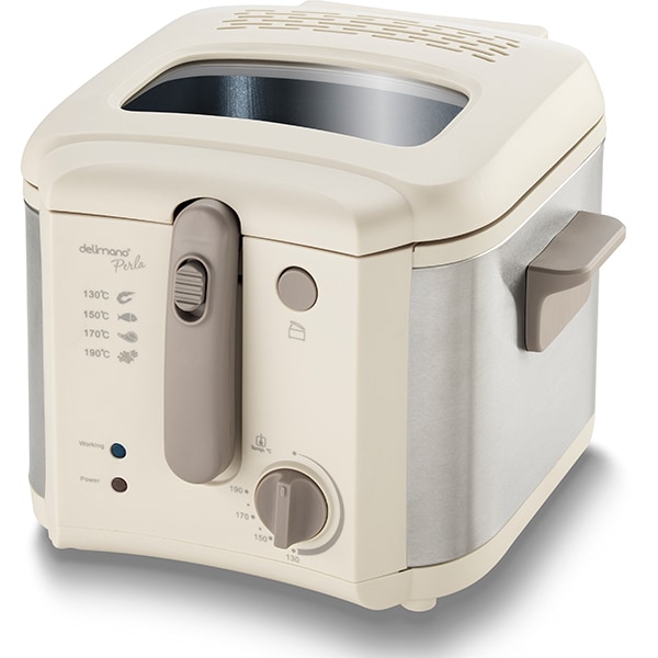 Friteuza DELIMANO Perla 110001550, 2.5l, 1600W, crem-argintiu