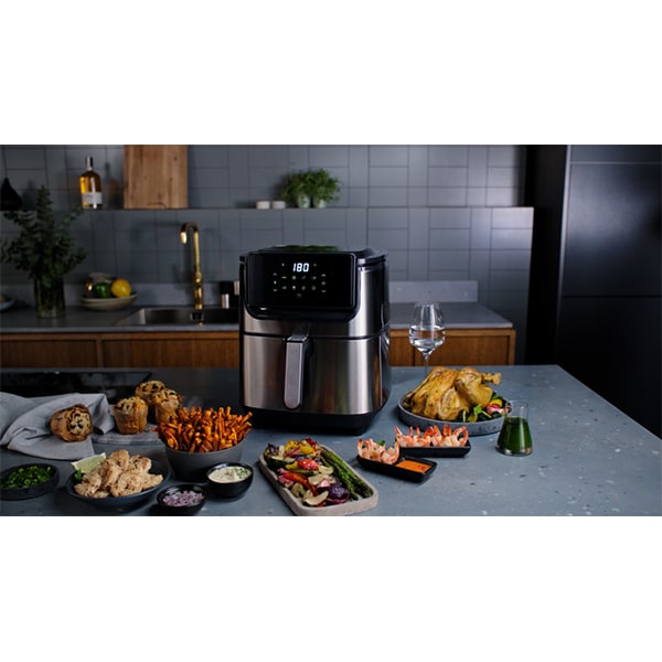 Friteuza cu aer cald ELECTROLUX Explore 6 E6AF1-6ST, 2kg, 5.4l, 1800W, argintiu-negru