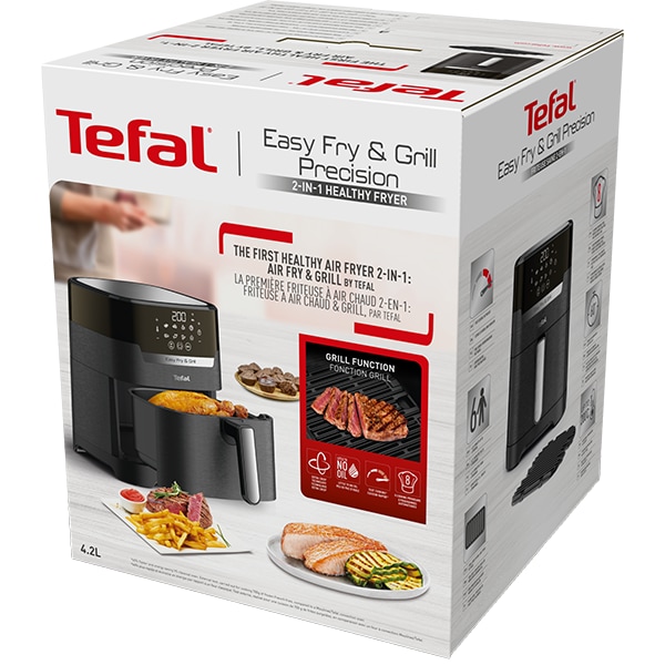 Friteuza cu aer cald TEFAL Easy Fry&Gril EY505815, 1.2kg, 4.2l, 1400W, negru-argintiu