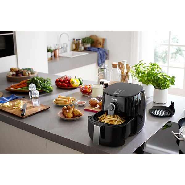 Friteuza cu aer cald PHILIPS Airfryer Viva Collection HD9721/10, 0.8kg, 4.1l, 1500W, Twin TurboStar, negru