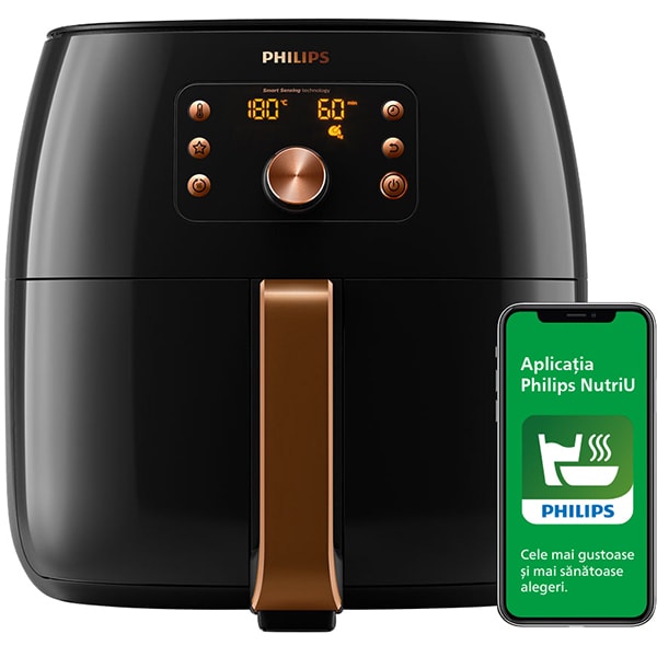 Friteuza cu aer cald PHILIPS Airfryer XXL Smart HD9867/90, 1.4kg, 7.3l, 2225W, negru-auriu