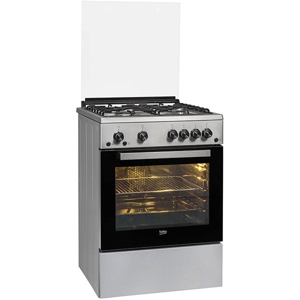 Aragaz BEKO FSHT62111GX, 4 arzatoare, Gaz, L 60 cm, Grill, Rotisor, inox