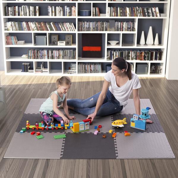 Covor protectie HMS MP12 Puzzle, 180 x 180  x 1.2 cm, negru-gri