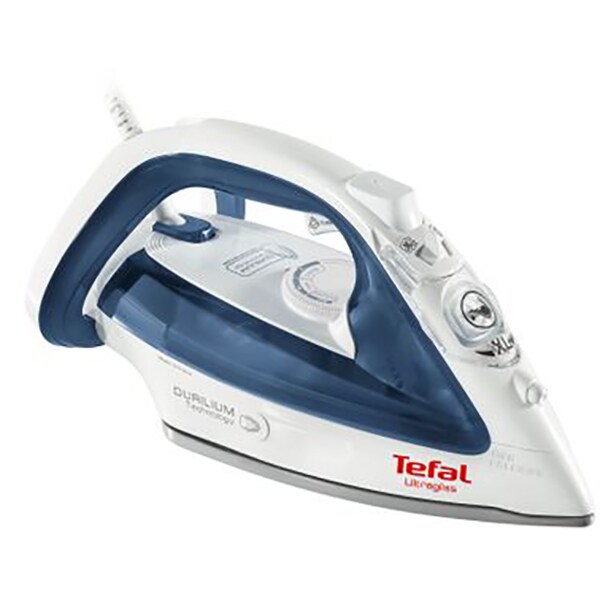 Fier de calcat TEFAL Ultragliss FV4913E0, 2500W, 150g/min, 270ml, talpa Durilium, albastru inchis-alb