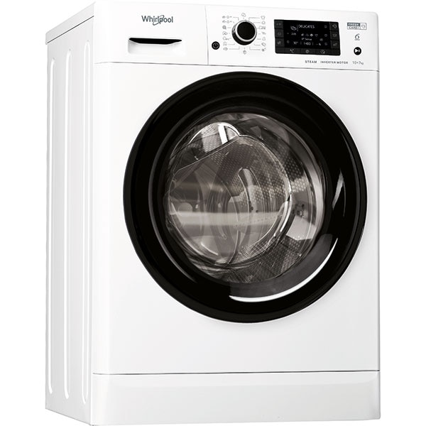 Masina de spalat rufe frontala cu uscator WHIRLPOOL FWDD 1071682 WBV EU N, 6th Sense, 10/7 kg, 1600rpm, Clasa D/E, alb