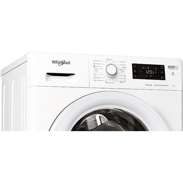 Masina de spalat rufe frontala slim WHIRLPOOL FWSG 71283 WV EE N, 6th Sense, 7 kg, 1200rpm, Clasa D, alb