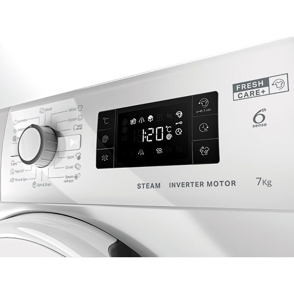 Masina de spalat rufe frontala slim WHIRLPOOL FWSG 71283 WV EE N, 6th Sense, 7 kg, 1200rpm, Clasa D, alb