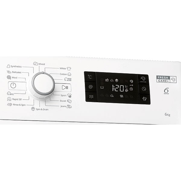 Masina de spalat rufe frontala slim WHIRLPOOL FWSG 61251 W EE N, 6th Sense, 6 kg, 1200rpm, Clasa F, alb