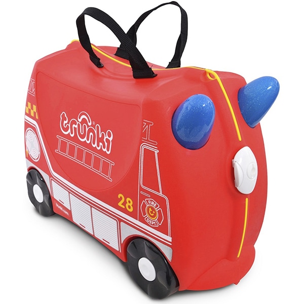 Troler copii TRUNKI Frank, Masina De Pompieri, 46 cm, rosu