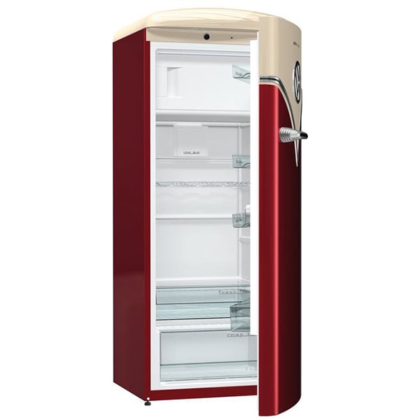 Frigider cu o usa GORENJE Retro OBRB153R, 254 l, H 154 cm, Clasa E, bordo