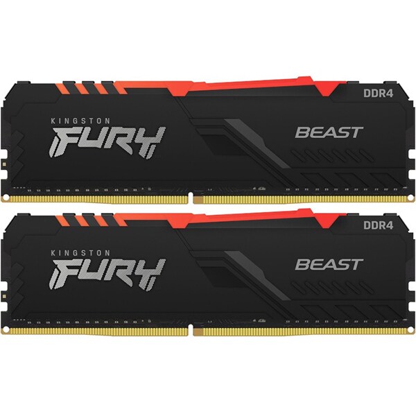 Memorie desktop KINGSTON Fury Beast RGB, 2x8GB DDR4, 3200MHz, CL16, KF432C16BBAK2/16