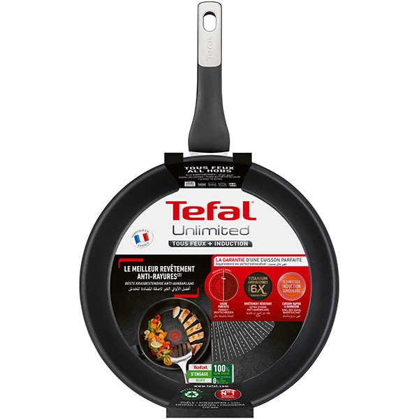 Tigaie TEFAL Unlimited G2550472, 24cm, aluminiu, invelis antiaderent, Thermo Signal, negru