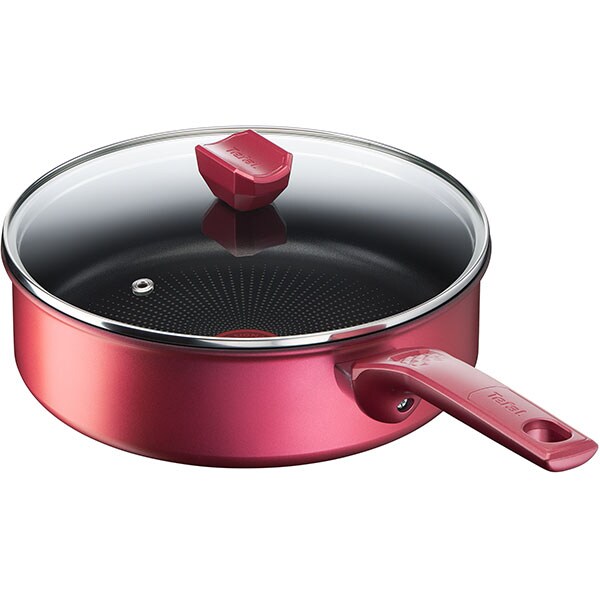 Cratita cu capac TEFAL Daily Chef G2733272, 3.5l, 24cm, aluminiu, rosu