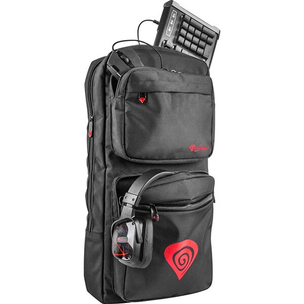 Rucsac gaming NATEC Genesis Pallad 300, 15.6", negru-rosu