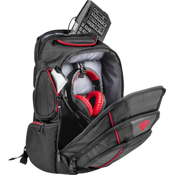 Rucsac laptop gaming NATEC Genesis Pallad 500, 17.3", negru-rosu
