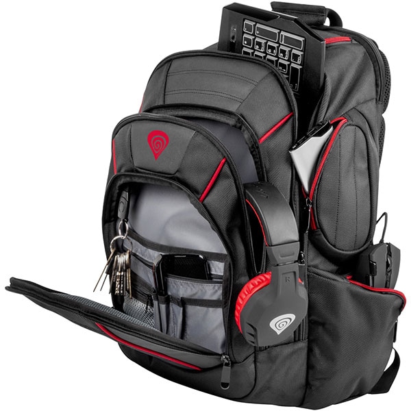 Rucsac laptop gaming NATEC Genesis Pallad 500, 17.3", negru-rosu