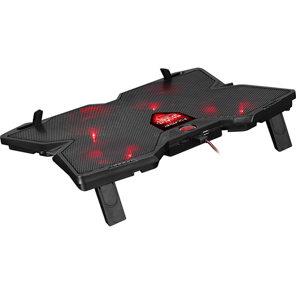 Cooler pad gaming MARVO FN-38RD, 17 inch, iluminare cu LED-uri rosii, negru
