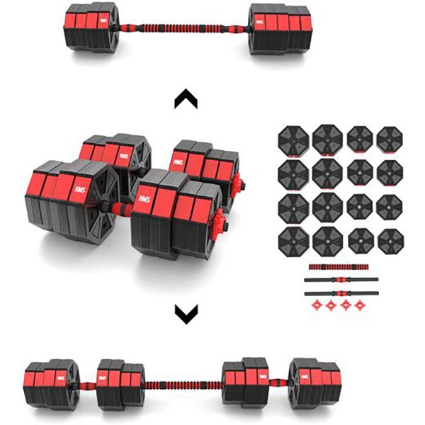Gantere HMS SGC40, 41kg, negru-rosu
