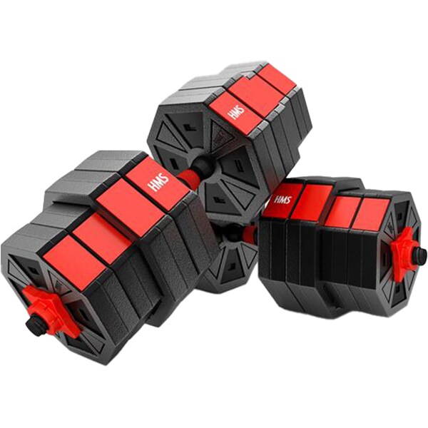 Gantere HMS SGC40, 41kg, negru-rosu