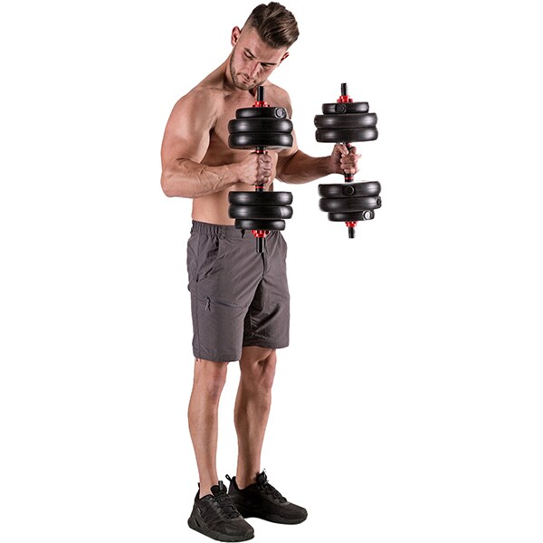 Set gantera HMS SGX130, 31.5kg, negru-rosu