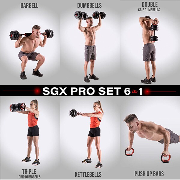 Set gantera HMS SGX130, 31.5kg, negru-rosu