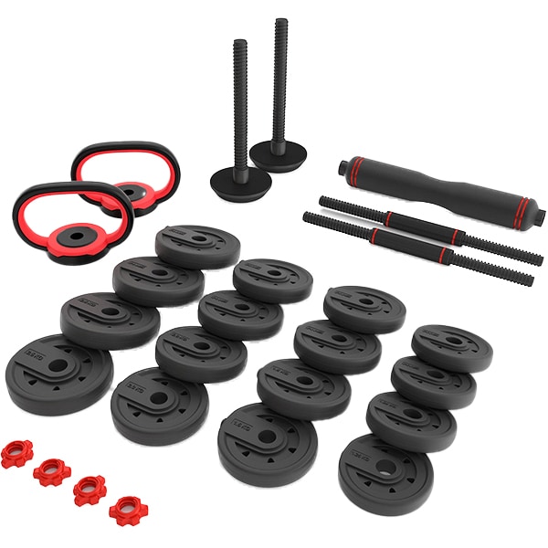 Set gantera HMS SGX130, 31.5kg, negru-rosu