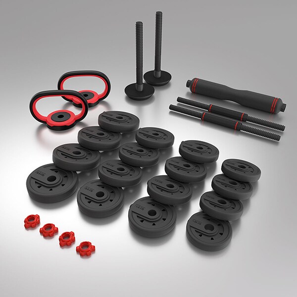 Set gantera HMS SGX130, 31.5kg, negru-rosu